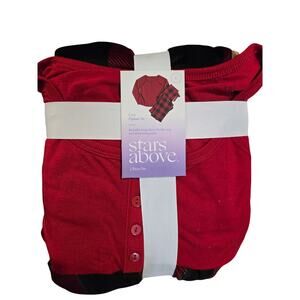 NWT Stars Above Henley Topped Pajama Set Plaid Pants SZ L